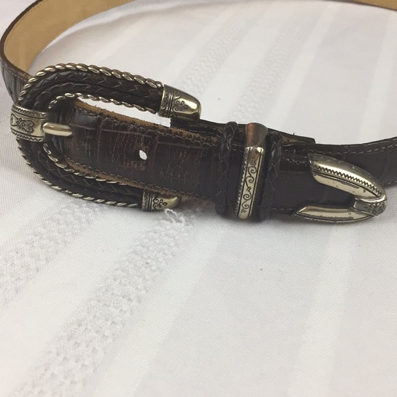 Brighton Accessories - Vintage Boho Embossed Burgundy Leather Belt